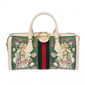 Gucci Boston Bag Yoko Higuchi White Green Leather Handbag